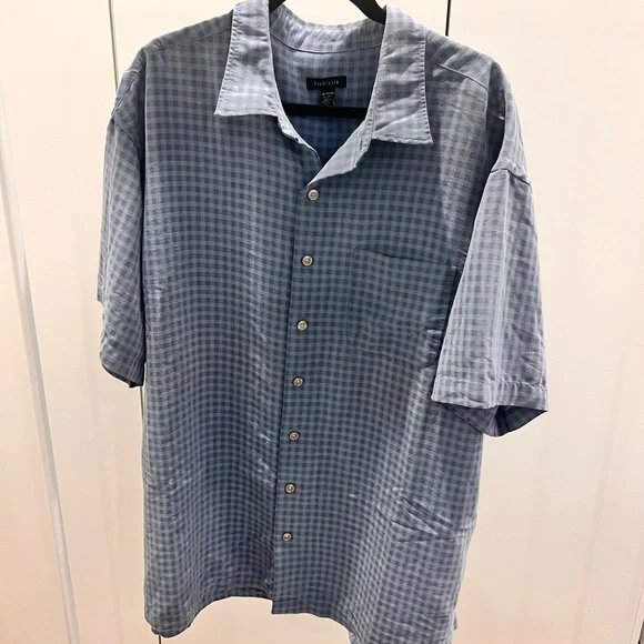Van Heusen Light Blue Plaid Men's Shirt - Picture 1 of 3